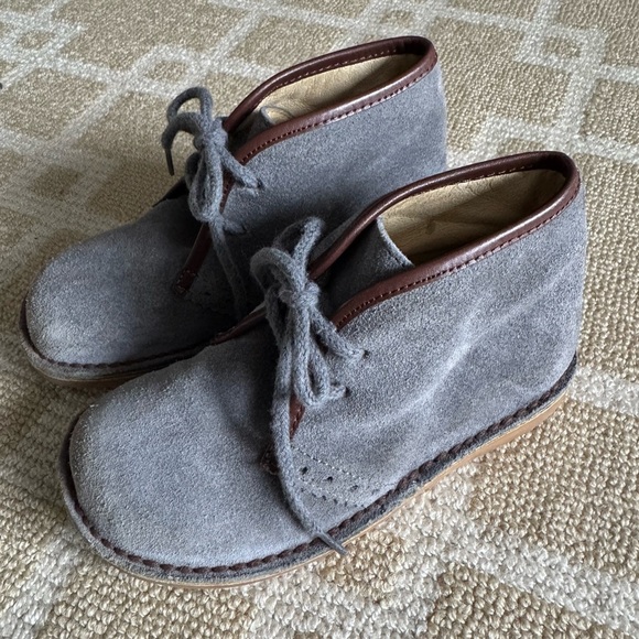 Jacadi Paris Gray Suede Desert Boots Toddler Chukka Shoes with Brown Trim EU 28 - Picture 9 of 10